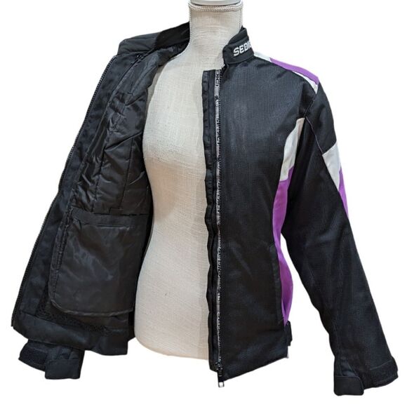 Sedici Federico Armored Performance Motorcycle Jacket Purple/Black/White Sz S/M - Picture 6 of 11